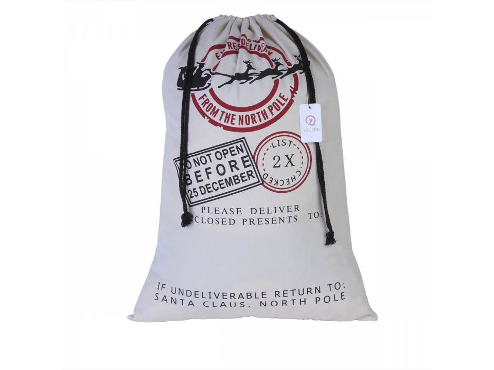 Free North Pole Express Delivery Canvas Gift Bag From Santa