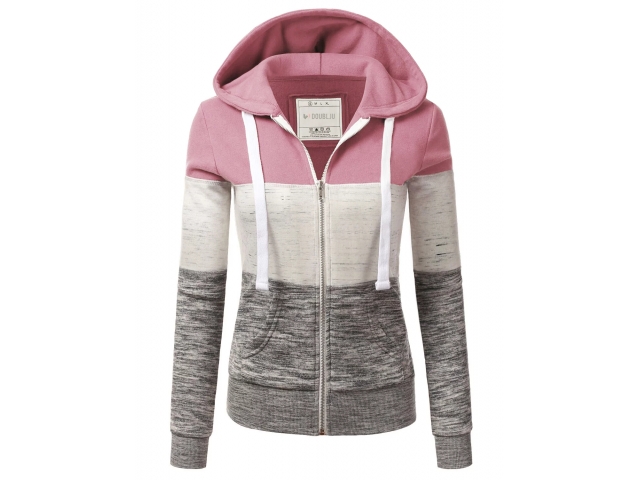 Free DOUBLJU Zip Up Hoodie Sweatshirt
